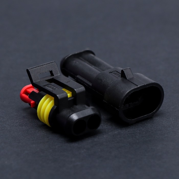 Разъем автомобильный, герметичный штекер-гнездо DJ7021-1.5-11/21, 2 контакта, набор 5 шт Разъем автомобильный, герметичный штекер-гнездо DJ7021-1.5-11/21, 2 контакта, набор 5 шт