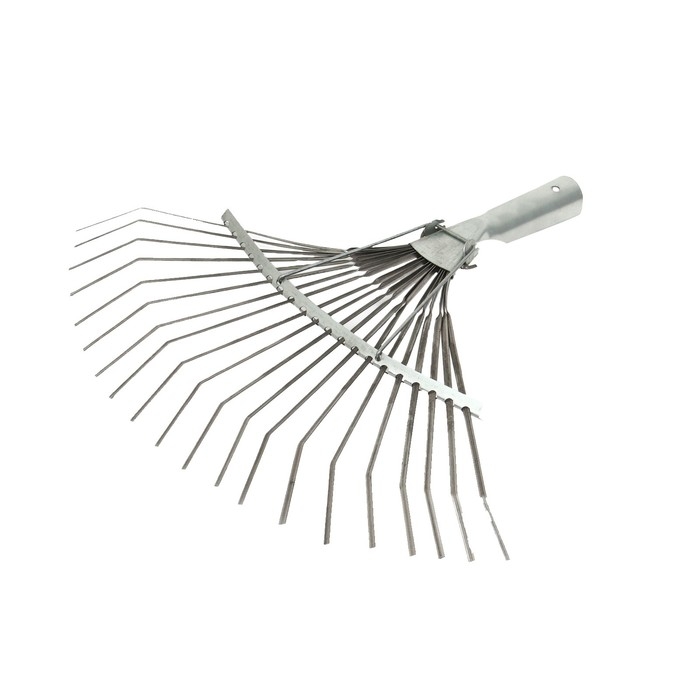 Грабли веерные пластинчатые, 20 зубцов, оцинкованные, тулейка 25 мм, без черенка Грабли веерные пластинчатые, 20 зубцов, оцинкованные, тулейка 25 мм, без черенка