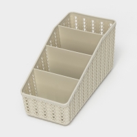 Органайзер «Вязание», 4 секции, цвет белый ротанг Органайзер «Вязание», 4 секции, цвет белый ротанг