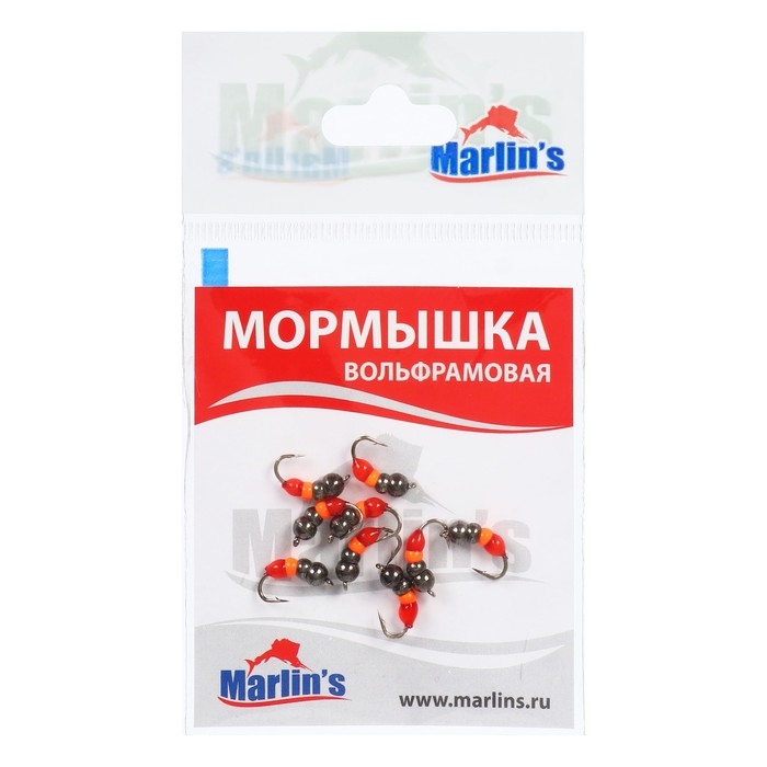 Мормышка вольфрам Marlin's Мураш №2, 3.5 мм, 0.65 г, цвет оранжевый, черный, 10 шт