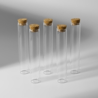 Набор баночек для хранения бисера, d = 2,2 &times; 12 см, 5 шт, в контейнере, 13,5 &times; 13,5 &times; 3,5 см