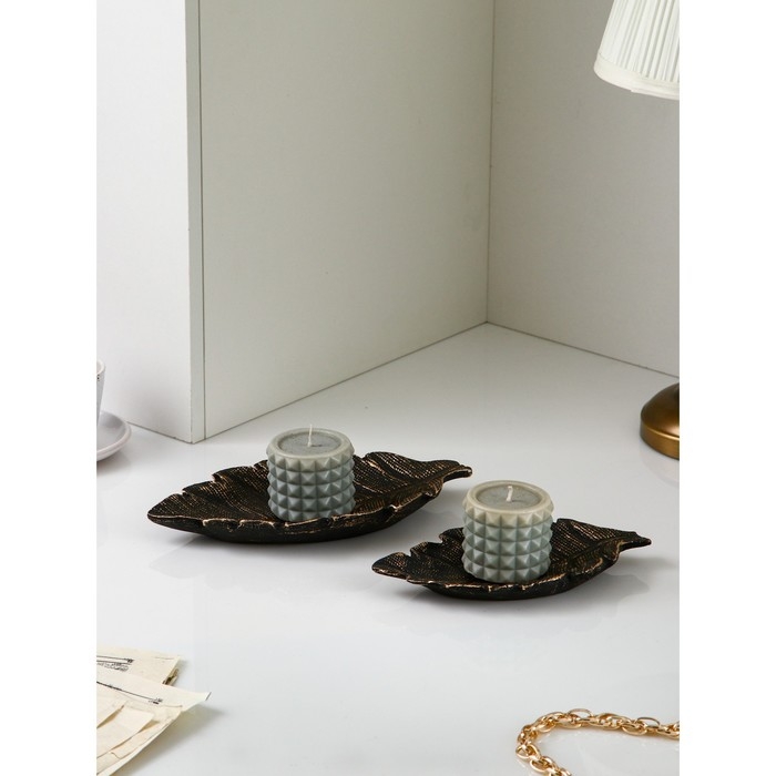 Набор органайзеров &laquo;Лист №1&raquo;, полистоун, 2 шт, цвет бронза