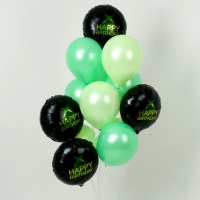 Набор воздушных шаров «Happy birthday», чёрно-зелёный, фольга, латекс, 14 шт. Набор воздушных шаров «Happy birthday», чёрно-зелёный, фольга, латекс, 14 шт.