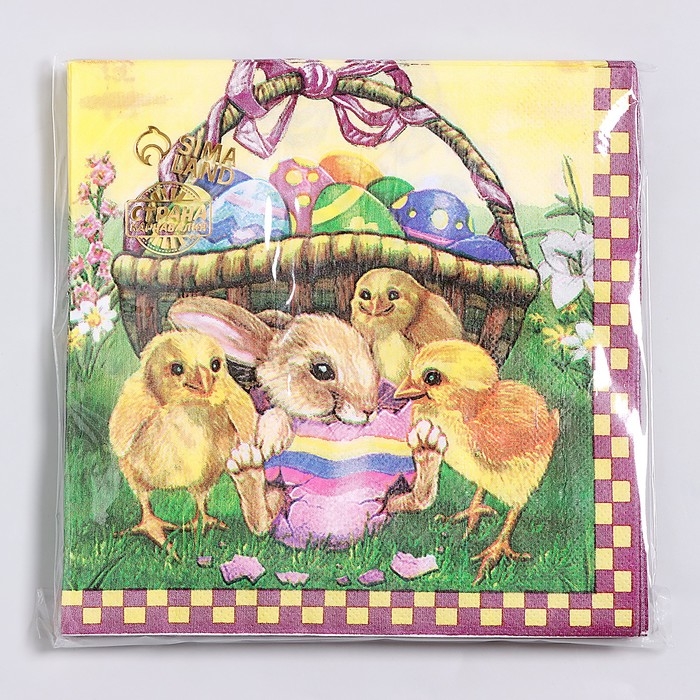 Салфетки бумажные «Пасхальная корзина» 33х33 см, набор 20 шт Салфетки бумажные «Пасхальная корзина» 33х33 см, набор 20 шт