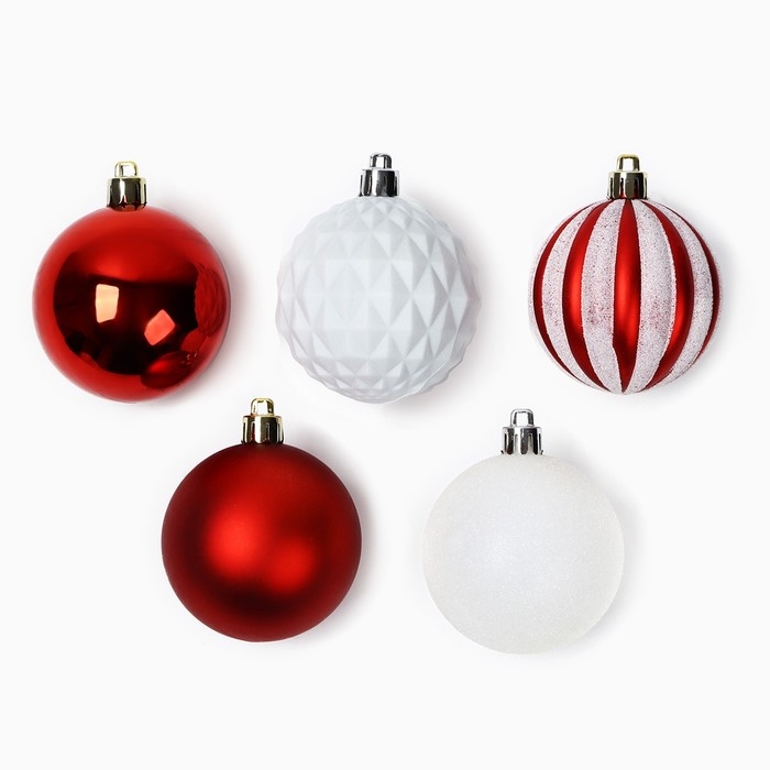 Ёлочные шары новогодние, на Новый год, d=6 см, 24 шт., цвет белый и бордовый Ёлочные шары новогодние, на Новый год, d=6 см, 24 шт., цвет белый и бордовый
