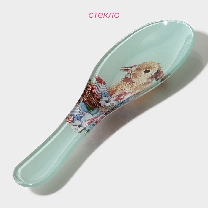 Подставка стеклянная под ложку Доляна &laquo;Кролик&raquo;, 23,5&times;8,3&times;1,5 см