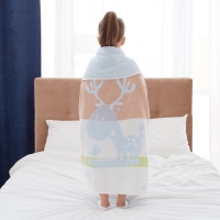 Полотенце детское Крошка Я &laquo;Оленёнок&raquo; 95х100&plusmn;5 см, цвет голубой, 100% хлопок, 280 г/м2