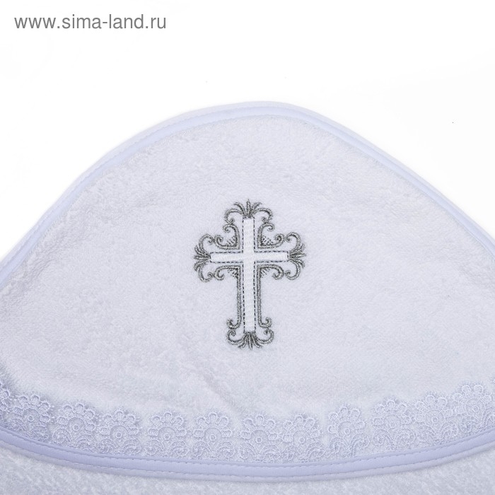 Полотенце-уголок для крещения с вышивкой, размер 100х100см, цвет белый, К40/1