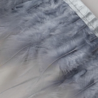 Тесьма с перьями петуха, 10-15 см, 5 &plusmn; 0,5 м, цвет серый