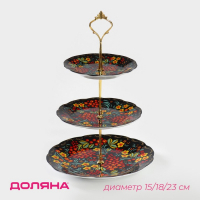 Блюдо 3-х ярусное Доляна «Хохлома», 15/18/23 см Блюдо 3-х ярусное Доляна «Хохлома», 15/18/23 см