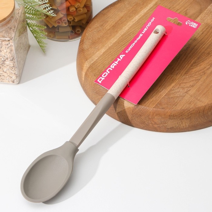 Ложка гарнирная Доляна &laquo;Стоун&raquo;, силикон, 33,5 см, цвет серый