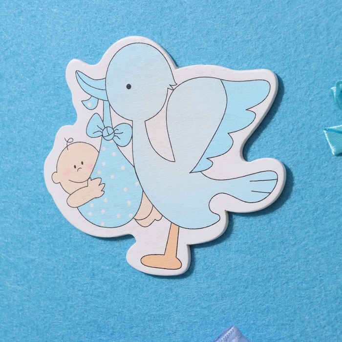 Декоративное украшение (подвеска) Декоративное украшение (подвеска) "Аист с мальчиком" 27х27х46 см, голубой