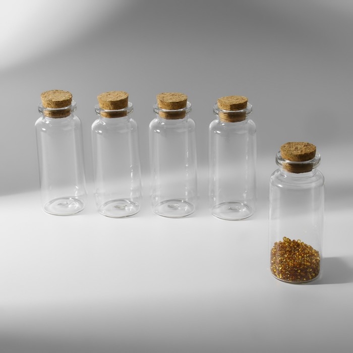 Баночки для хранения бисера d = 3 × 7,3 см, 5 шт Баночки для хранения бисера d = 3 × 7,3 см, 5 шт