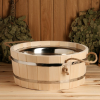 Шайка-таз деревянный, 15 л, с нержавеющей вставкой Шайка-таз деревянный, 15 л, с нержавеющей вставкой