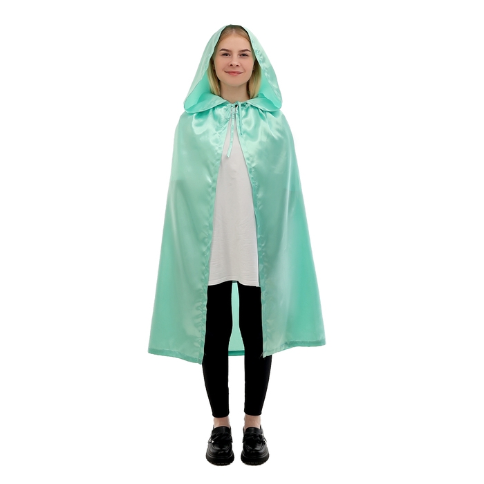 Карнавальный плащ детский,атлас,цвет мятный длина 100см