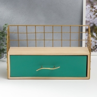 Шкатулка дерево, металл "Комод с открытой полочкой" зелёный 22х10,5х36 см Шкатулка дерево, металл "Комод с открытой полочкой" зелёный 22х10,5х36 см