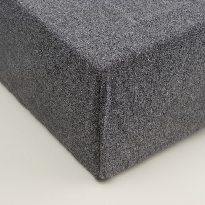 Простыня на резинке SL Home Простыня на резинке SL Home "Деним" 200*200+30 см, цв.темно-серый, 100% жатый хлопок