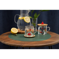 Кружка стеклянная с деревянной крышкой &laquo;Арбузик&raquo;, 300 мл