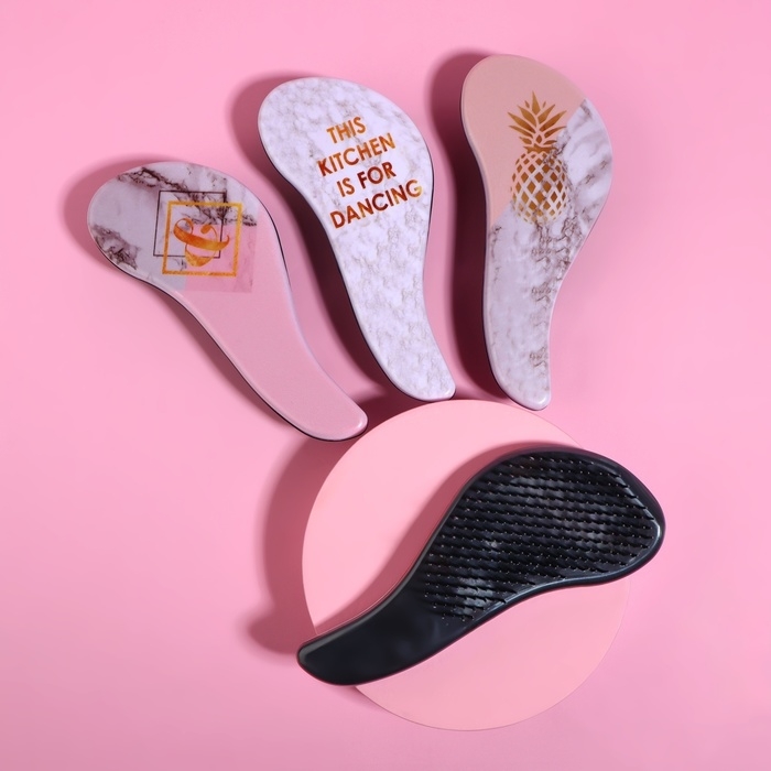 Расчёска массажная &laquo;Мрамор&raquo;, 6,5 &times; 18,5 см, PVC коробка, рисунок МИКС