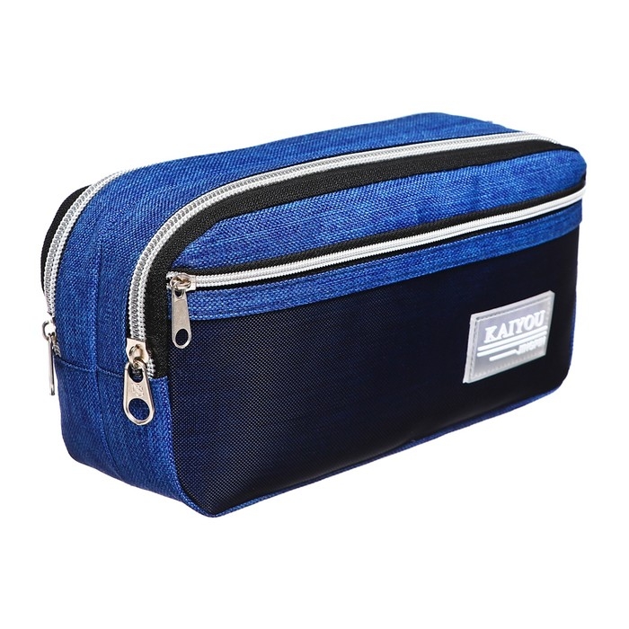 Пенал мягкий 3 отделения, 130 х 210 х 100 мм, объёмный, Calligrata, синий