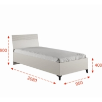 Кровать одноместная с основанием 900 Ника, 950х2080х900, Кашемир/Дуб/Бежевый МДФ Кровать одноместная с основанием 900 Ника, 950х2080х900, Кашемир/Дуб/Бежевый МДФ