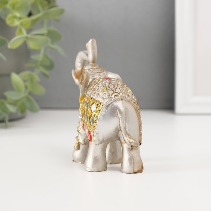 Сувенир полистоун зеркальные вставки (набор 7 шт) "Стадо слонов"11, 10, 8,5, 8, 7, 6,3;5,3см