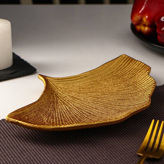 Блюдо для фруктов Доляна «Ракушка», 23×15 см, цвет золотой Блюдо для фруктов Доляна «Ракушка», 23×15 см, цвет золотой