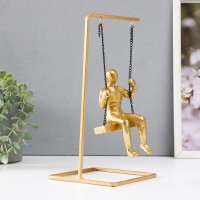 Сувенир полистоун "Мыслитель" золото 26х13х13 см