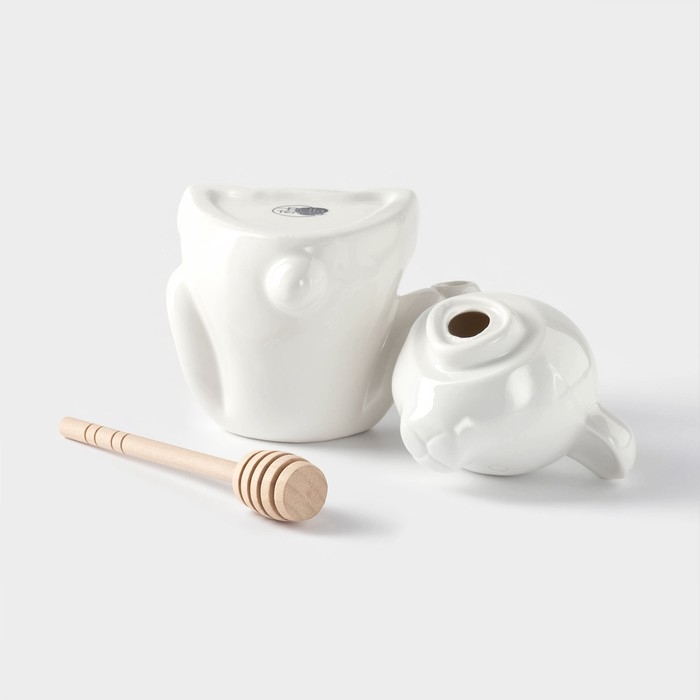 Ёмкость фарфоровая для мёда с ложкой BellaTenero «Мишка», 280 мл, цвет белый Ёмкость фарфоровая для мёда с ложкой BellaTenero «Мишка», 280 мл, цвет белый