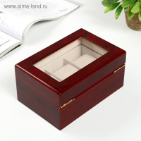 Шкатулка дерево под часы 3 отделения "Красно-коричневая" лак 8х16,5х11 см Шкатулка дерево под часы 3 отделения "Красно-коричневая" лак 8х16,5х11 см