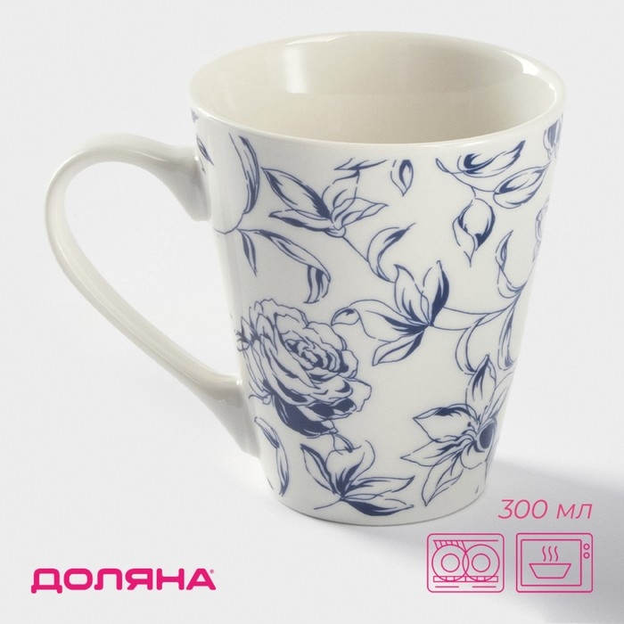 Кружка фарфоровая Доляна &laquo;Розалия&raquo;, 300 мл, цвет белый