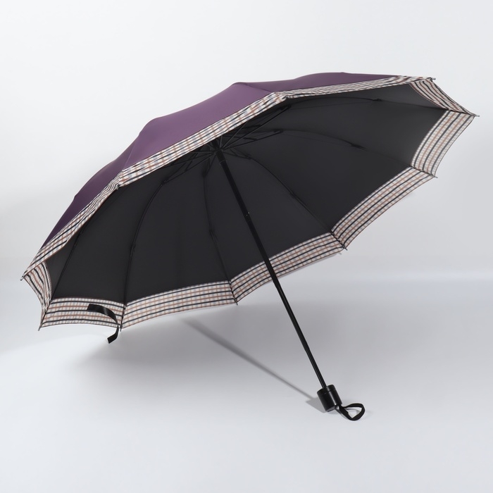 Зонт механический &laquo;Однотон&raquo;, эпонж, 4 сложения, 10 спиц, R = 56/64 см, D = 128 см, цвет МИКС