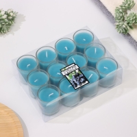 Набор свечей ароматических в стакане "Черника", 12 шт, голубые, 4,5х5 см Набор свечей ароматических в стакане "Черника", 12 шт, голубые, 4,5х5 см