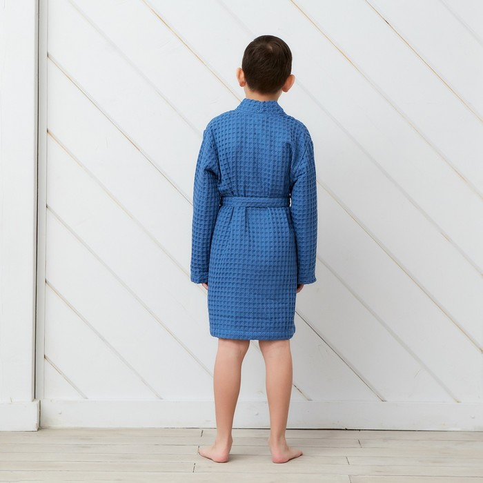 Халат вафельный детский Крошка Я Халат вафельный детский Крошка Я "Boho" р.32 (110-116 см) цв. синий, 100%хл, 290 г/м2
