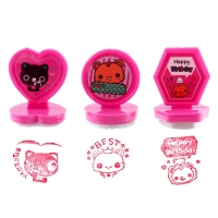 Набор для рисования: печать 3 шт., штемпельная подушка, карандаш 7 цветов, цвет розовый