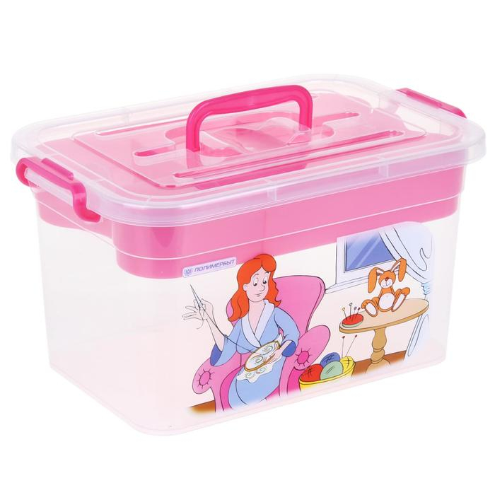 Контейнер для хранения с крышкой и вкладышем &laquo;Рукоделие&raquo;, 10 л, 35&times;23&times;19 см, цвет МИКС