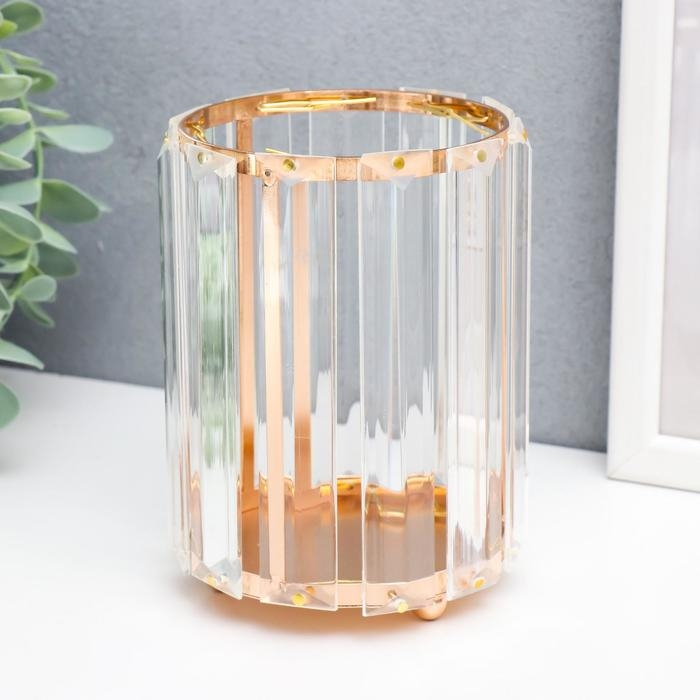 Подсвечник металл на 1 свечу Подсвечник металл на 1 свечу "Кристаллы" круг золото 13х10х10 см