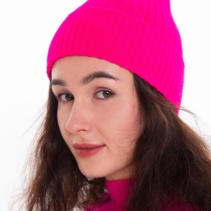 Шапка женская зимняя, цвет розовый, размер 52-56 Шапка женская зимняя, цвет розовый, размер 52-56
