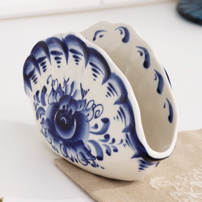 Салфетница &laquo;Ракушка&raquo;,  гжель