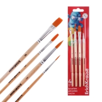 Набор кистей синтетика 4 штуки № 2, 5, 8 ErichKrause "Jolly Friends", для акварели и гуаши, блистер Набор кистей синтетика 4 штуки № 2, 5, 8 ErichKrause "Jolly Friends", для акварели и гуаши, блистер