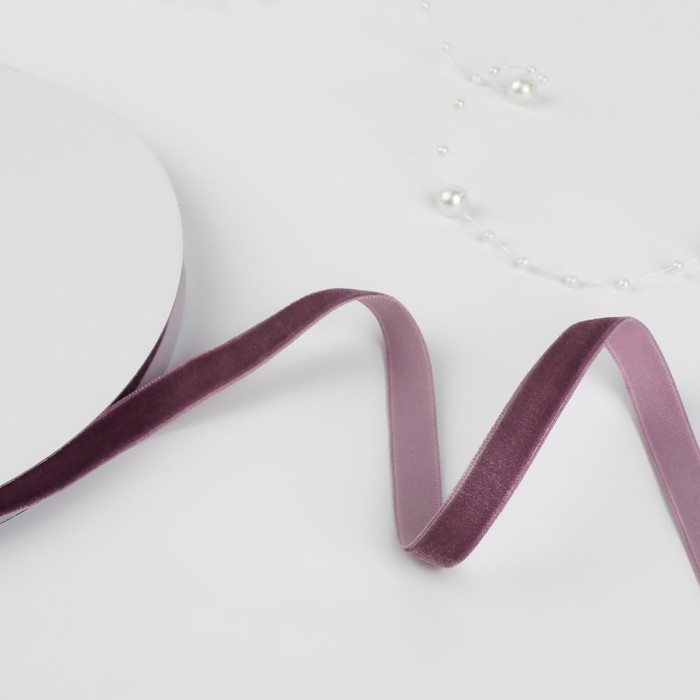 Лента бархатная, 10 мм, 18 ± 1 м, цвет ежевичный №199 Лента бархатная, 10 мм, 18 ± 1 м, цвет ежевичный №199