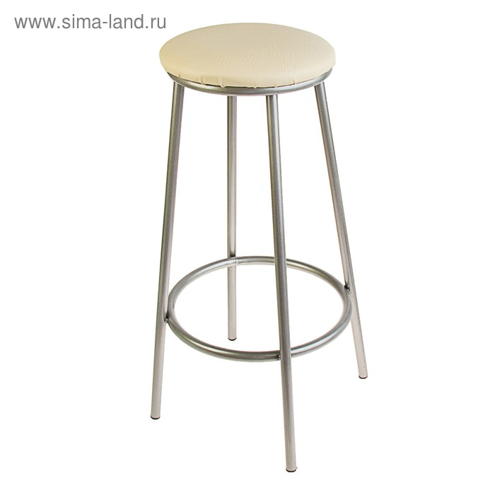 Табурет барный "Высокий", Серебристый металлик/Молочный