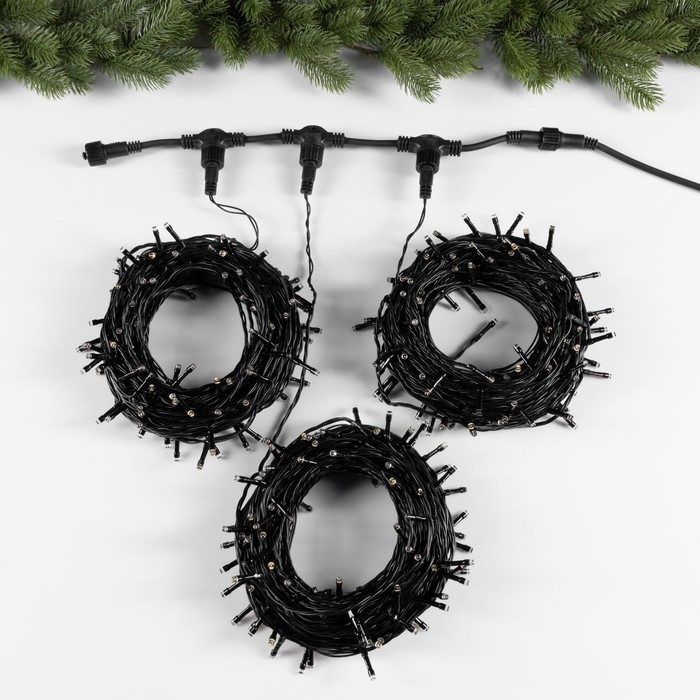 Гирлянда «Клип-лайт» 3 нити по 20 м, IP44, УМС, тёмная нить, 399 LED, свечение тёплое белое, мерцание, 24 В Гирлянда «Клип-лайт» 3 нити по 20 м, IP44, УМС, тёмная нить, 399 LED, свечение тёплое белое, мерцание, 24 В