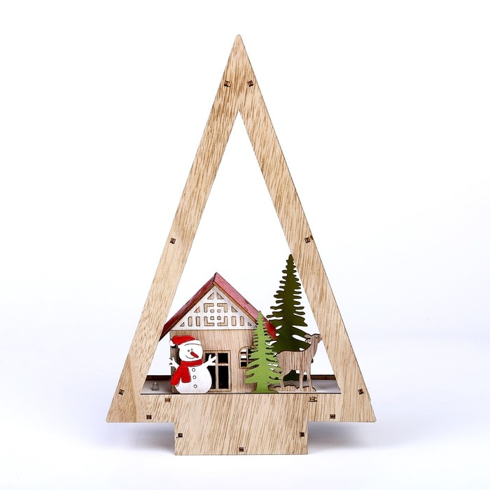 Декор с подсветкой «Домик в виде ёлки» 18 × 5 × 28 см Декор с подсветкой «Домик в виде ёлки» 18 × 5 × 28 см