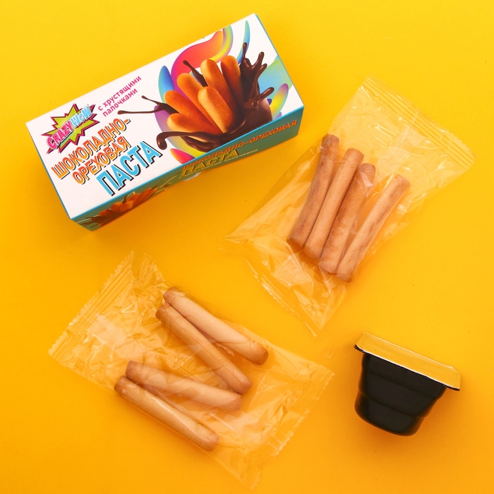 Паста шоколадно-ореховая "CRAZYWOW",  с хрустящими палочками, 61 г