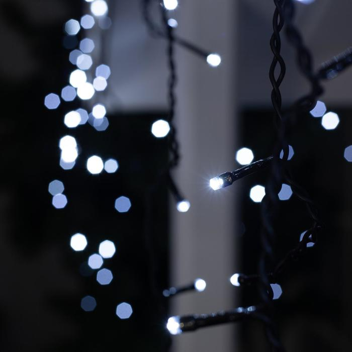 Гирлянда &laquo;Бахрома&raquo; 3 &times; 0.6 м, IP44, УМС, тёмная нить, 160 LED, свечение белое, 220 В