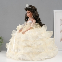 Кукла коллекционная зонтик керамика "Леди в молочном платье с розой, в тиаре" 45 см Кукла коллекционная зонтик керамика "Леди в молочном платье с розой, в тиаре" 45 см