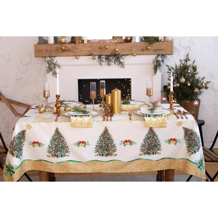 Набор столовый Этель "Golden Christmas" скатерть 150*220 +/-3см с ГМВО, салф.40х40см - 12шт,