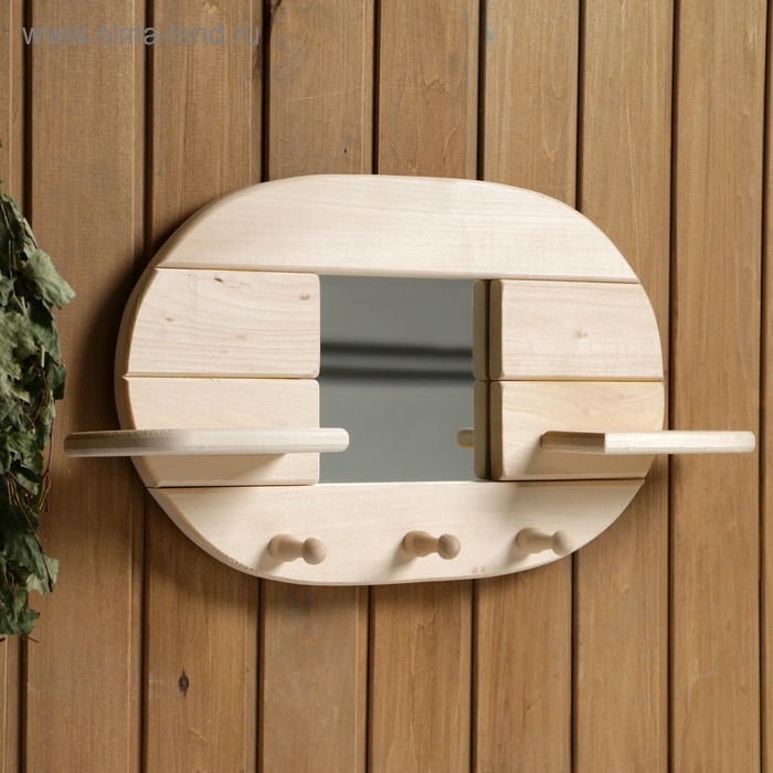 Зеркало "Овал", 3 крючка, сосна, натуральный, 54&times;29&times;10 см