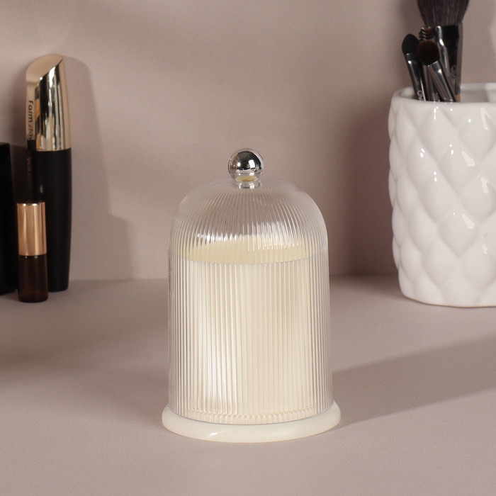 Органайзер для ватных палочек, с крышкой, d = 7,4 &times; 11,6 см, цвет молочный/прозрачный